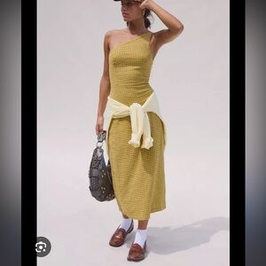 NWT Urban Outfitters Yellow Plaid Asymmetrical Dress
